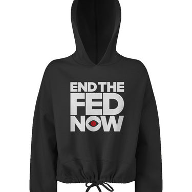 END THE FEDNOW Ladies' Cropped Oversize Hooded Sweatshirt
